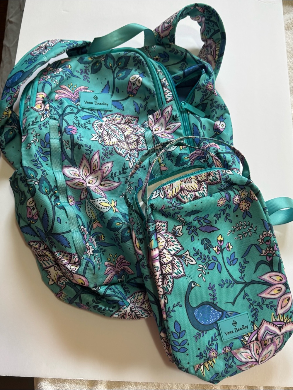 Vera Bradley Teal Floral Quilted Tote with Pink and Blue Accents - Picture 4 of 5